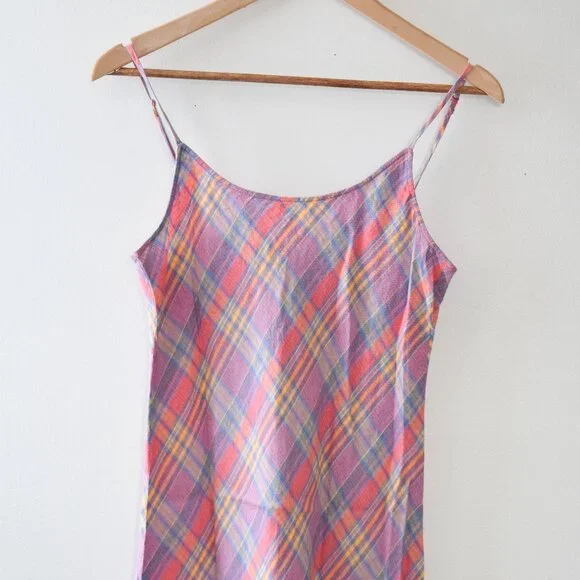 J Crew bias cut plaid linen slip dress - Picture 4 of 5